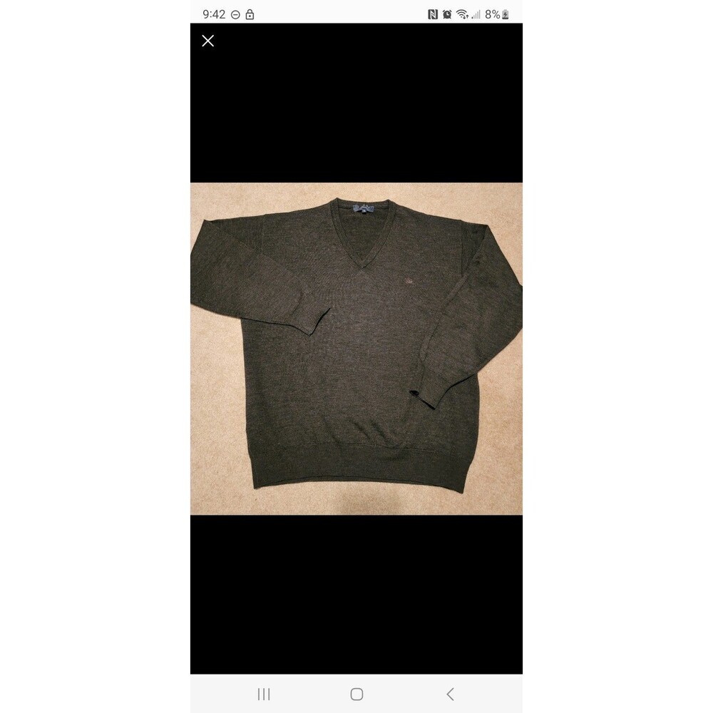 Burberry London vintage brown Merino wool V neck sweater size 6/XL Resing